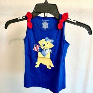 First Impressions Blue Tank Top with Dog and Flag